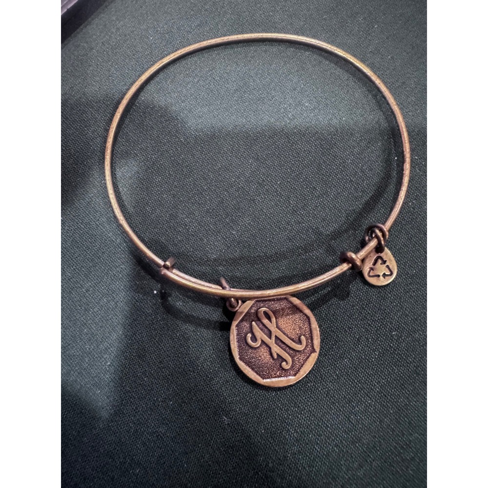 Alex and Ani Initial H Charm Bangle Bracelet Rafaelian Copper Finish Expandable